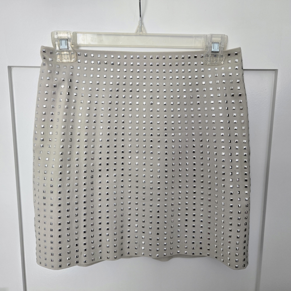 H&M White Studded Short Skirt